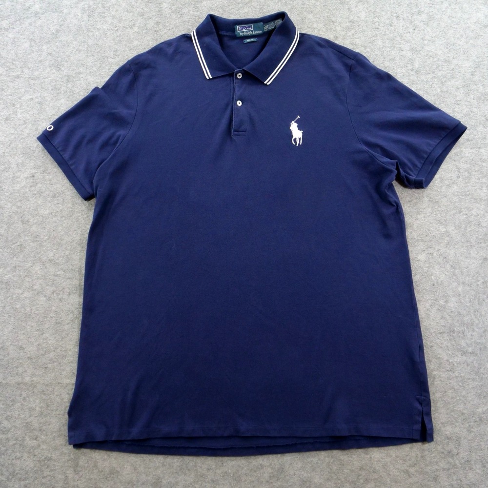 Polo Ralph Lauren Mens XXL Blue Short Sleeve Polo Shirt Pro Fit Big Pony Casual
